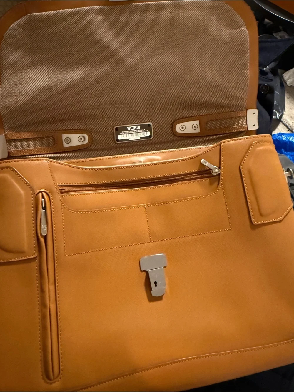 Tumi Tan Leather Briefcase Bag
